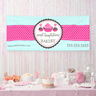 Banderoles Pops de gâteaux et Cupcake Turquoise rose