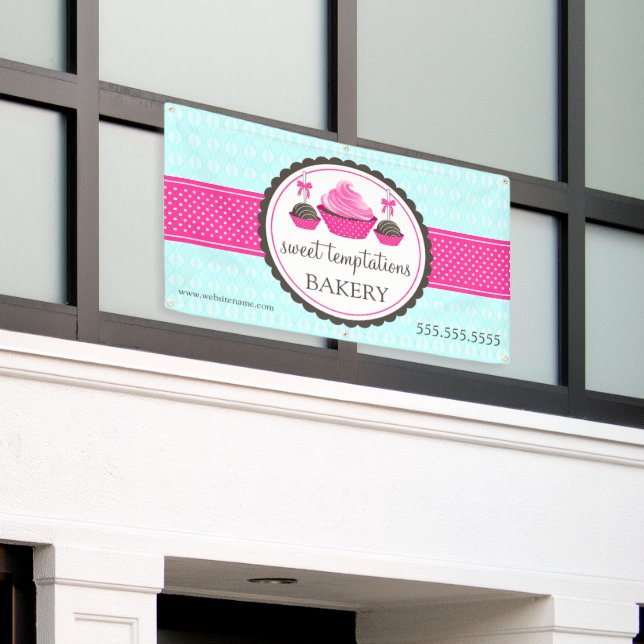 Banderoles Pops de gâteaux et Cupcake Turquoise rose (Bâtiment extérieur)