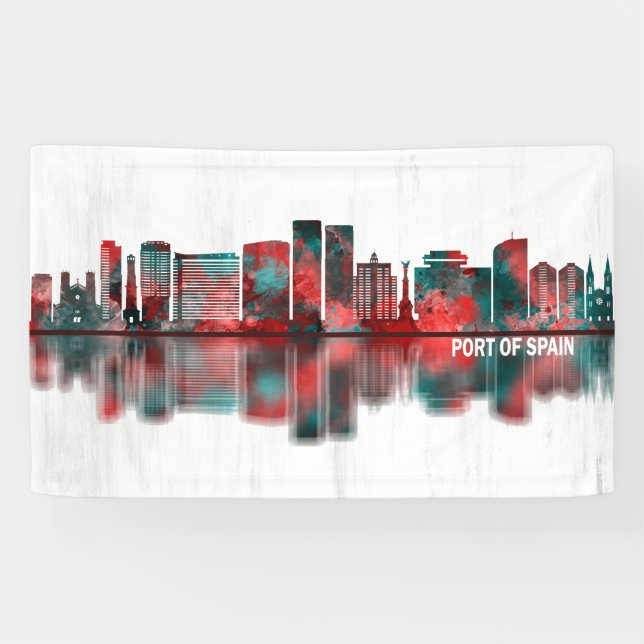 Banderoles Port of Spain Ligne Skyline Trinité-et-Tobago (Horizontal)