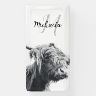 Banderoles Portrait de vache Highland premier monogramme noir