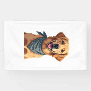 Banderoles Portrait vintage de Golden Retriever avec Ba color