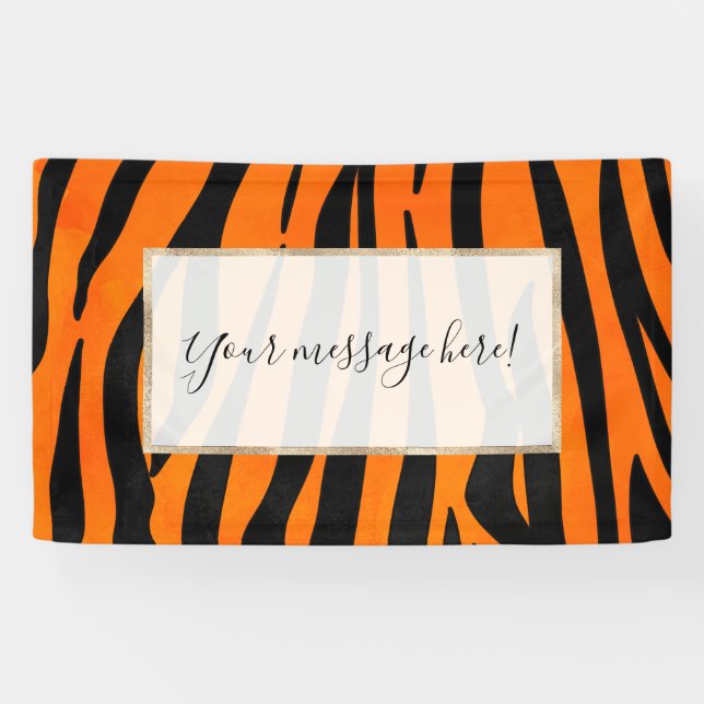 Banderoles Poster de animal de bandes de tigres noirs orange  (Horizontal)
