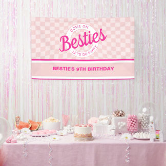 Banderoles Poupée rose rétro Laissons Aller Fête Anniversaire