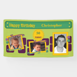 Banderoles Pour les hommes 50e ajouter des photos nom fête ve