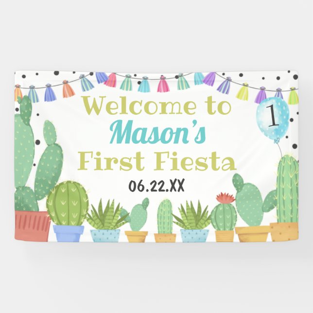 Banderoles Premier Fiesta Boy Taco Bout Une fête Cactus Anniv (Horizontal)