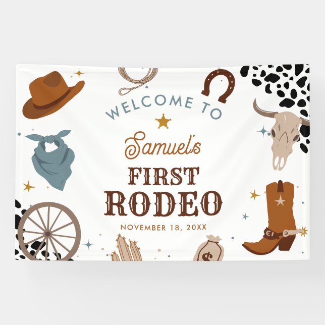 Banderoles Premier Rodéo Western Boy Premier anniversaire Bie (Horizontal)