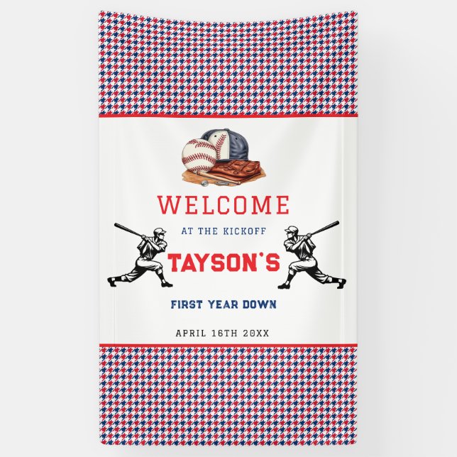 Banderoles Première année de baseball bas 1ère fête d'anniver (Vertical)