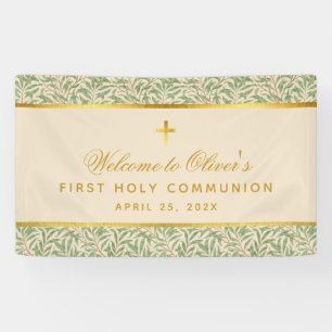 Banderoles Première communion Bienvenue Foliage Gold Feuilles