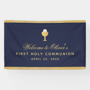Banderoles Première communion Chalice Marine Blue Boy Bienven