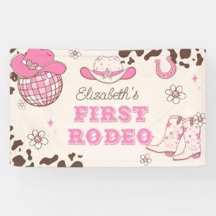 Banderoles Première Cowgirl de Rodéo marron 1ère fête d'anniv