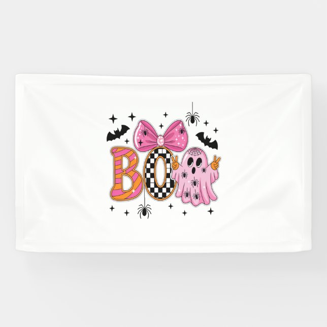 Banderoles Preppy Éffrayant Halloween Boo (Horizontal)