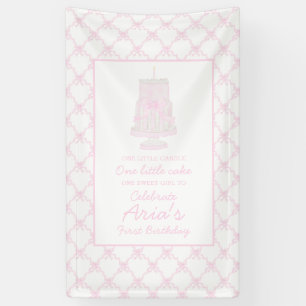 Banderoles Preppy rose Anniversaire gâteau Premier anniversai