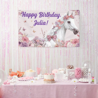 Banderoles Pretty Ponies and Petals Birthday Banner 