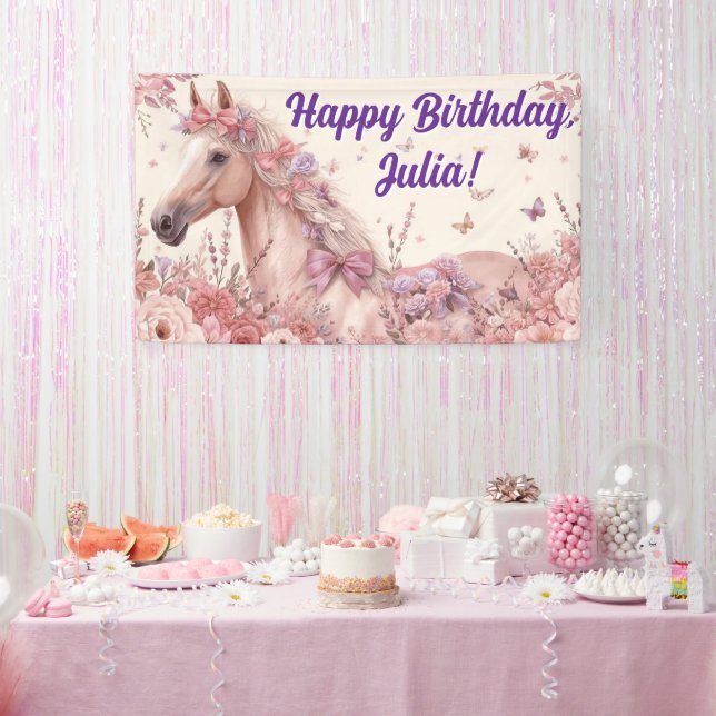 Banderoles Pretty Ponies and Petals Birthday Banner  (Fête)