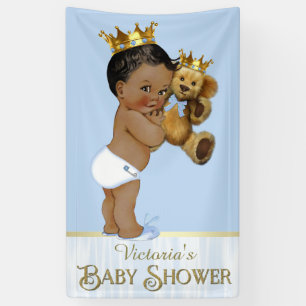 Banderoles Prince Afro-Américain Ours en Peluche Baby Shower