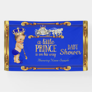 Banderoles Prince Baby shower Blue Gold Carrie Brunette Boy