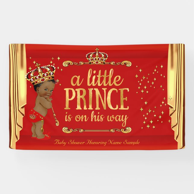 Banderoles Prince Baby shower Red Gold Drapes Ethnique (Horizontal)