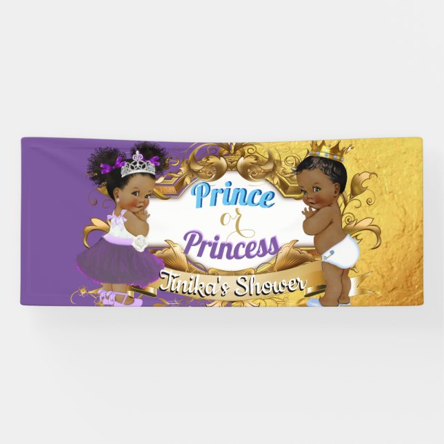 Banderoles Prince ou Princesse Africaine Purple & Gold Elegan (Horizontal)