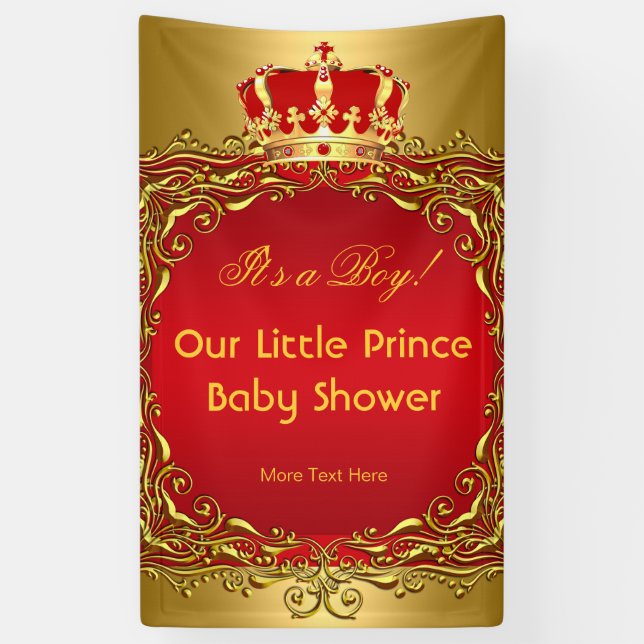 Banderoles Prince Royal Gold Red Baby shower de la Couronne G (Vertical)