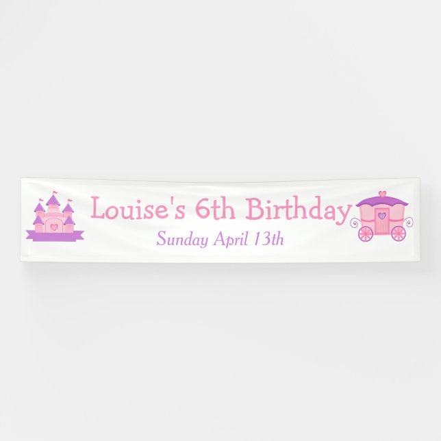 Banderoles Princesse Anniversaire rose et violet (Horizontal)