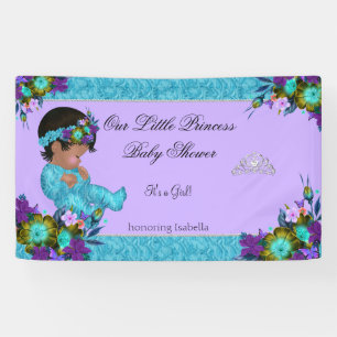 Banderoles Princesse Baby shower fille Turquoise bleu pourpre