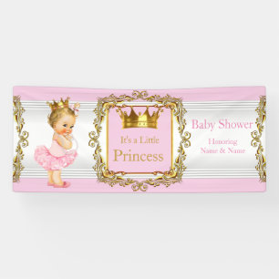Banderoles Princesse Baby shower Rose Or Blanc Blonde Baby