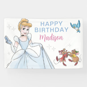 Banderoles Princesse Cendrillon   Aquarelle Anniversaire