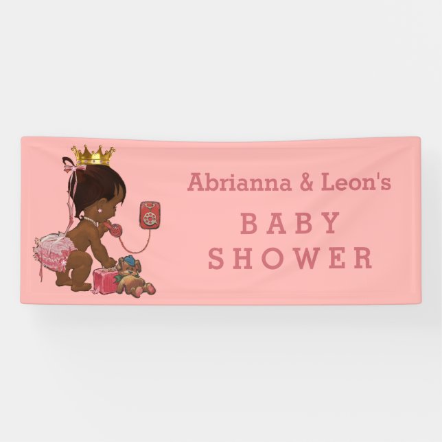 Banderoles Princesse ethnique au téléphone Baby shower person (Horizontal)