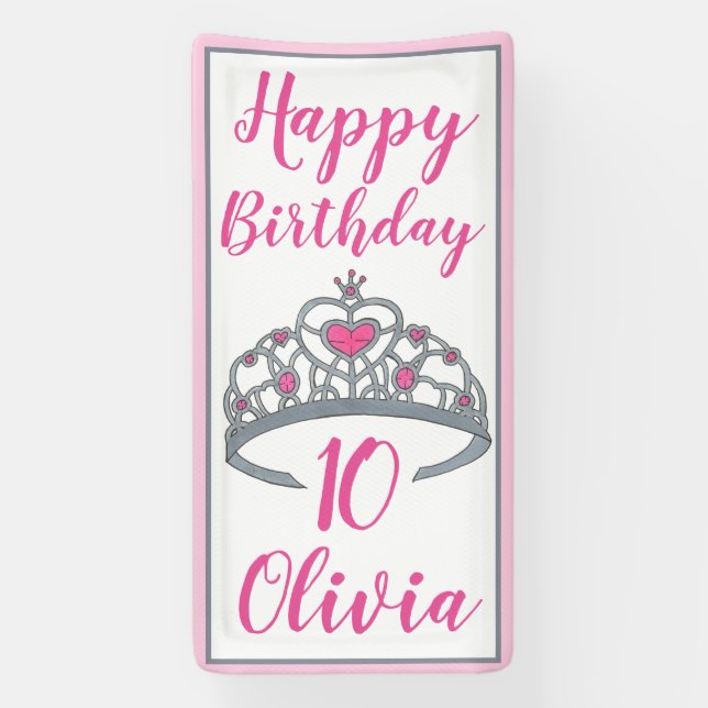 Banderoles Princesse Joyeuse fête d'anniversaire Tiara (Verticale)