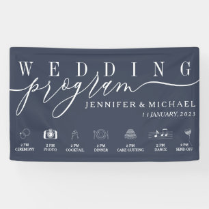 Banderoles Programme de mariage bleu marine