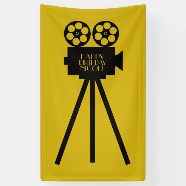 Banderoles Projecteur de film Hollywood Joyeux anniversaire (Vertical)
