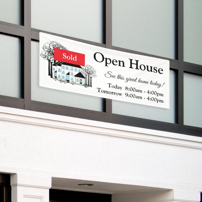 Banderoles Promo Immobilier Open House Aujourd'hui Signer Ban (Bâtiment extérieur)