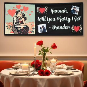 Banderoles Proposition de mariage   Art pop rétro romantique