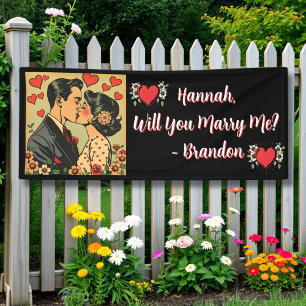 Banderoles Proposition de mariage   Romantique rétro du milie