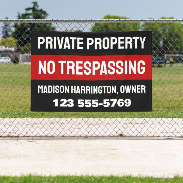 Banderoles Propriété privée Texte et couleur personnalisés (Insitu)