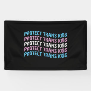 Banderoles Protéger les enfants trans - Onde à drapeau trans