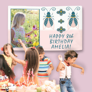 Banderoles Punaise Rose Pastel Fille Fleur Photo Anniversaire