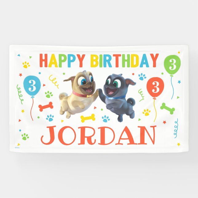 Banderoles Puppy Chien Pals Chalkboard Anniversaire (Horizontal)