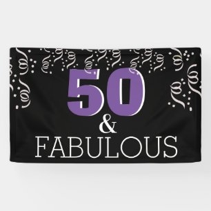 Banderoles Purple 50 Fabulous  Joyeux 50e anniversaire