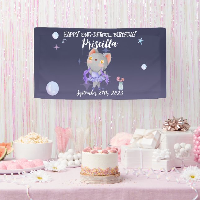 Banderoles Purple Ballerina Chat Anniversaire de enfant Party (Fête)