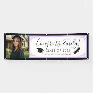 Banderoles PURPLE & BLK ornate | Graduation Banner with Photo