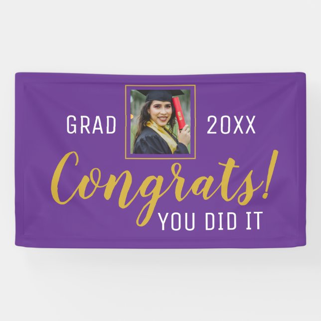 Banderoles Purple Et Gold Félicats Vous L'Avez Fait Grad 2020 (Horizontal)