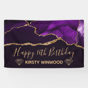Banderoles Purple & Faux Gold Parties scintillant Agate Sweet