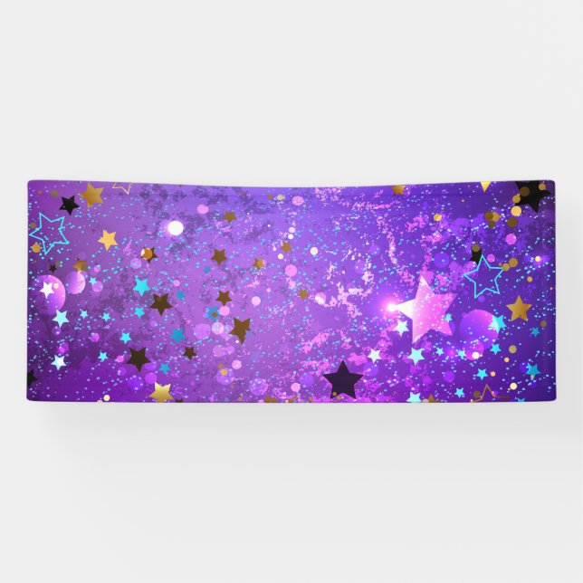 Banderoles Purple foil background with Stars (Horizontal)
