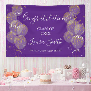 Banderoles Purple & Gold Custom Party Graduation personnalisé