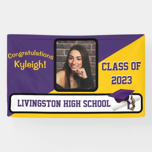 Banderoles Purple & Gold Graduation (Horizontal)