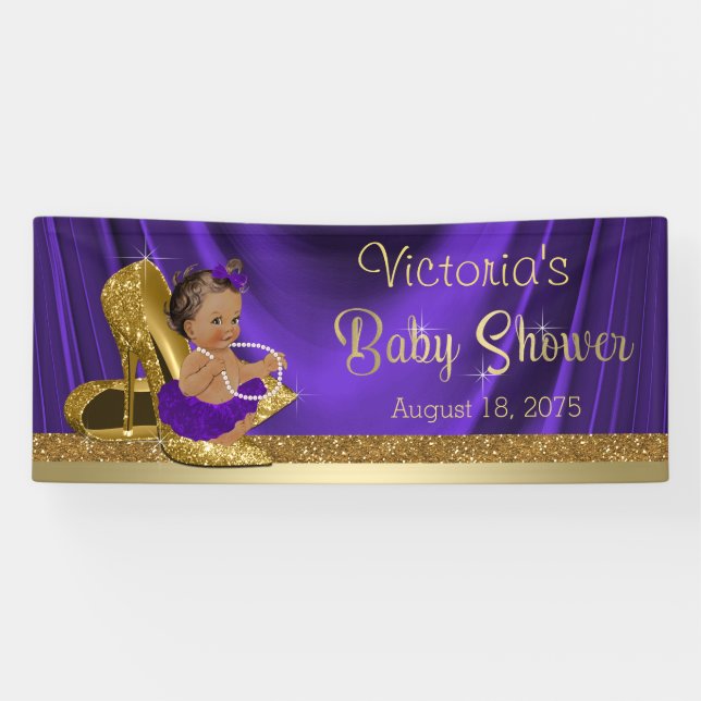 Banderoles Purple Gold High talon Chaussure Ethnique Fille Ba (Horizontal)