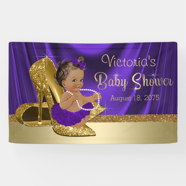 Banderoles Purple Gold High talon Chaussure Ethnique Fille Ba (Horizontal)