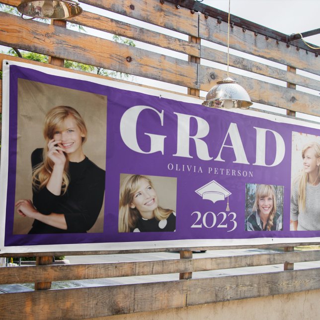 Banderoles Purple Photo Graduate Classe de 2023 (Créateur téléchargé)