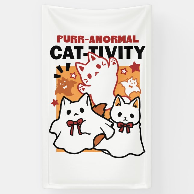 Banderoles Purr-anormal Cat Cat mignonne Halloween Conception (Vertical)